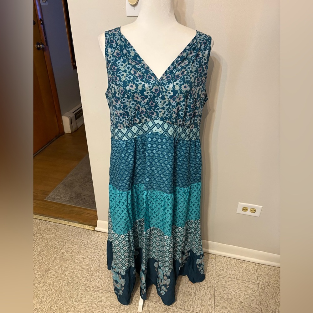 #158 BloomChic Turquoise and Emerald Maxi Dress - Picture 5 of 8